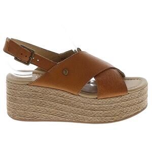 NWOT Portland Leather Goods Sandals Wedge Espadrille Platform Slingback Leather